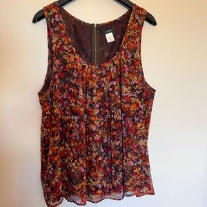 J. Crew Factory floral silk sleeveless blouse XL